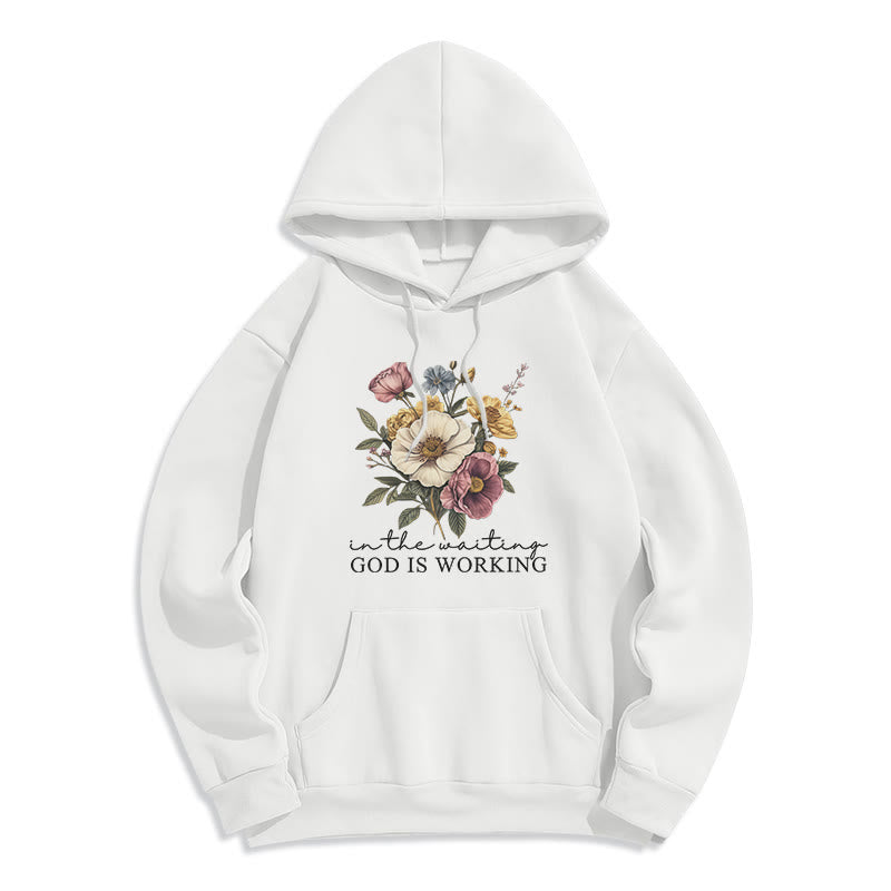 Daily Devotion Vintage Floral & Faith Slogan Fleece Lined Polyester Hoodie