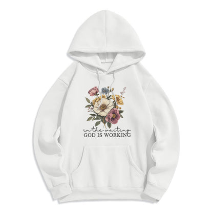 Daily Devotion Vintage Floral & Faith Slogan Fleece Lined Polyester Hoodie