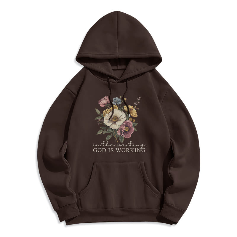 Daily Devotion Vintage Floral & Faith Slogan Fleece Lined Polyester Hoodie