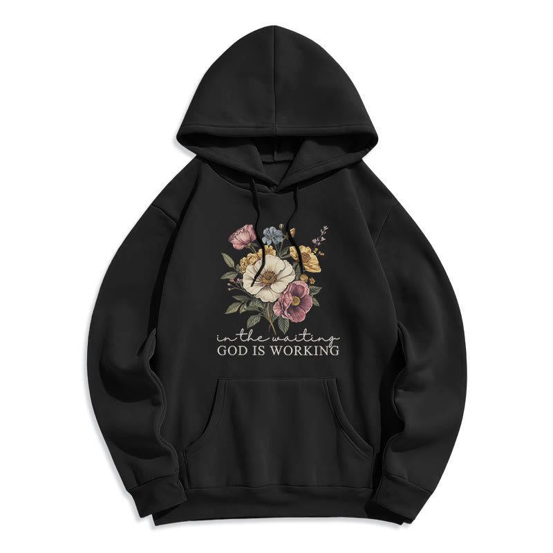 Daily Devotion Vintage Floral & Faith Slogan Fleece Lined Polyester Hoodie