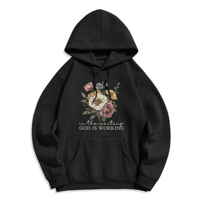 Daily Devotion Vintage Floral & Faith Slogan Fleece Lined Polyester Hoodie