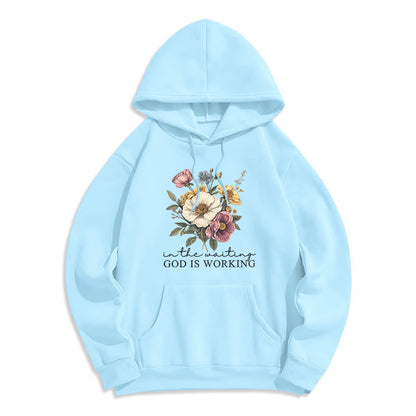 Daily Devotion Vintage Floral & Faith Slogan Fleece Lined Polyester Hoodie