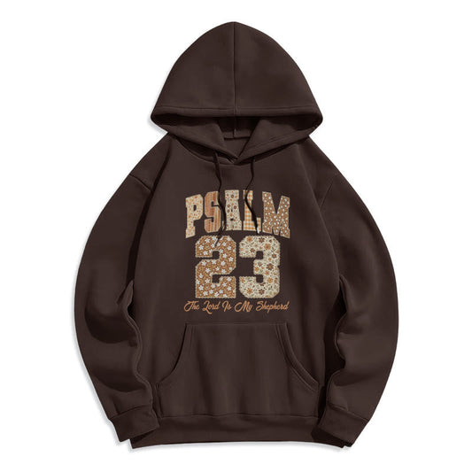 Vintage Aesthetic Psalm 23 Faith Comfort Fleece Lined Polyester Hoodie
