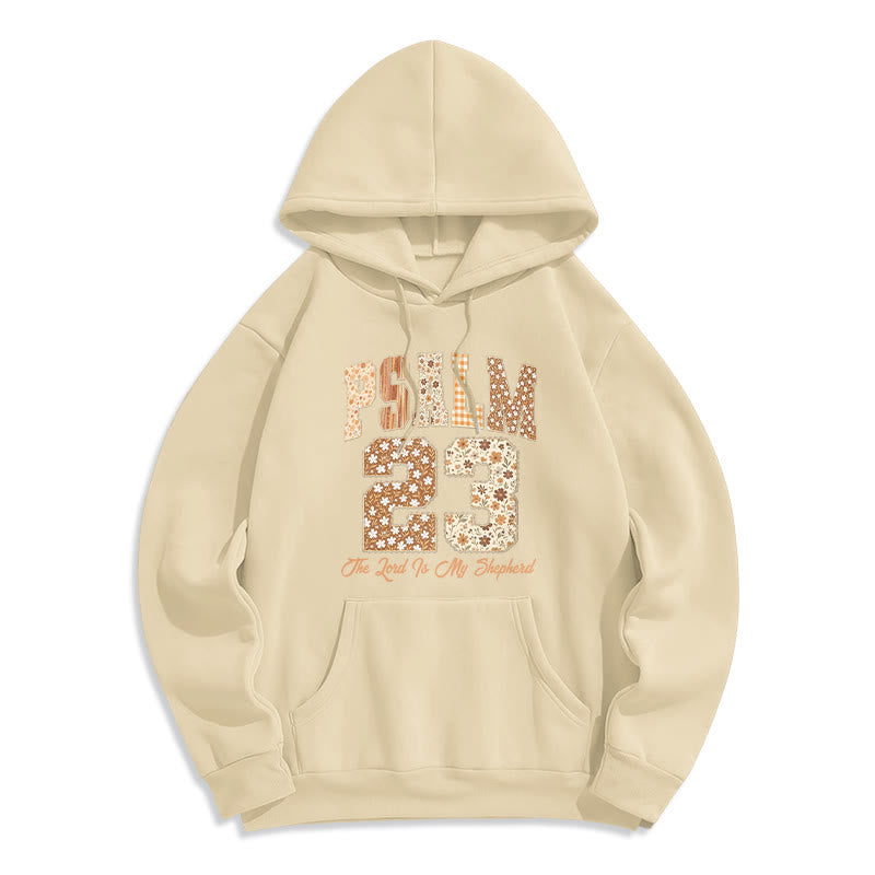 Vintage Aesthetic Psalm 23 Faith Comfort Fleece Lined Polyester Hoodie