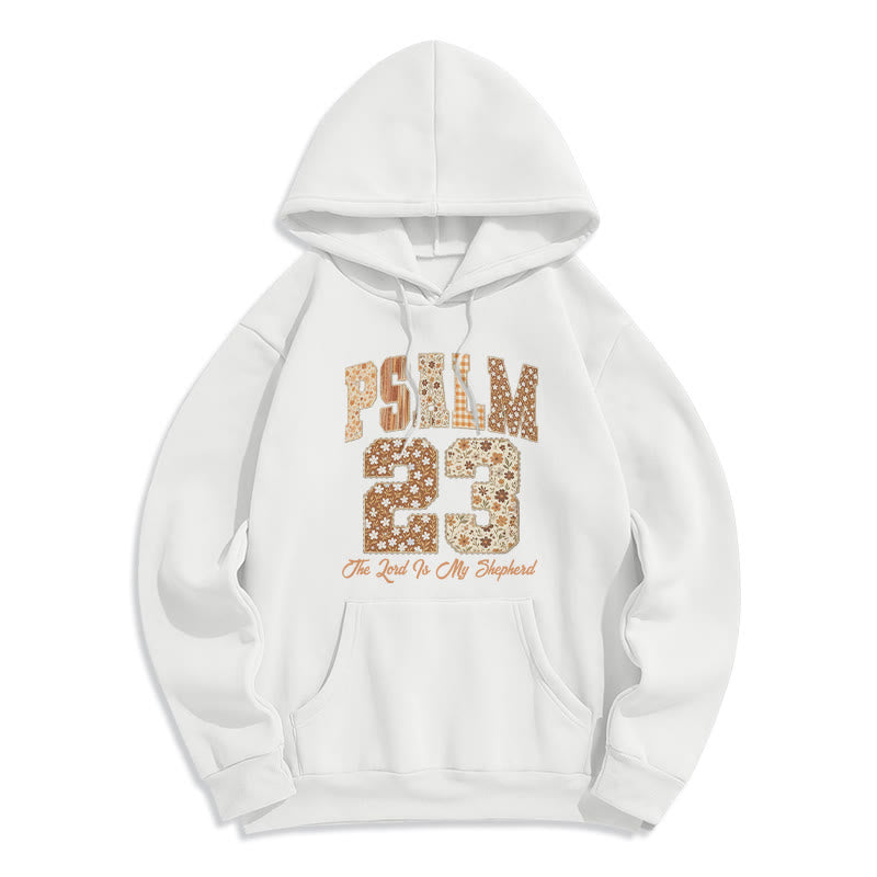 Vintage Aesthetic Psalm 23 Faith Comfort Fleece Lined Polyester Hoodie