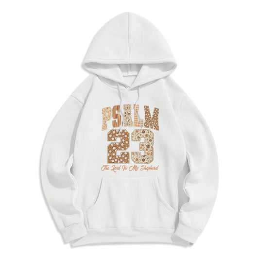 Vintage Aesthetic Psalm 23 Faith Comfort Fleece Lined Polyester Hoodie