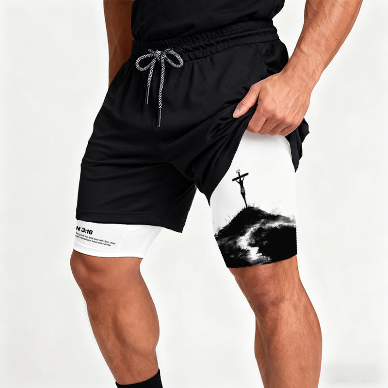 Christianartworkshop John 3:16 The Cross Performance Shorts