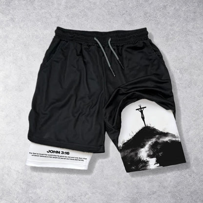 Christianartworkshop John 3:16 The Cross Performance Shorts