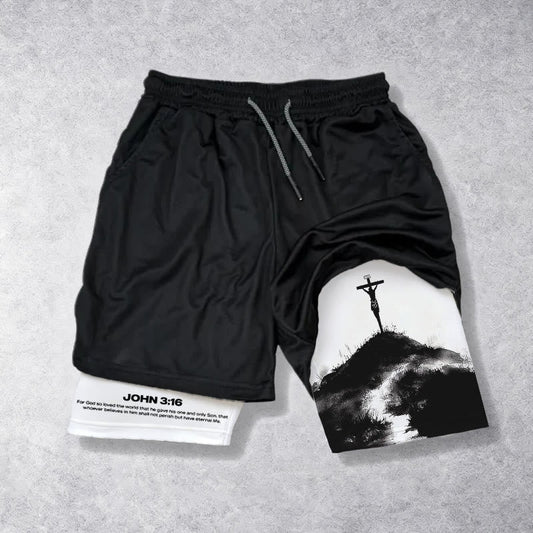 Christianartworkshop John 3:16 The Cross Performance Shorts