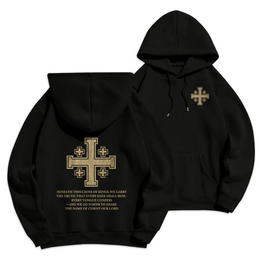Cross of Kings Faith Statement Fleece Lined Polyester Hoodie