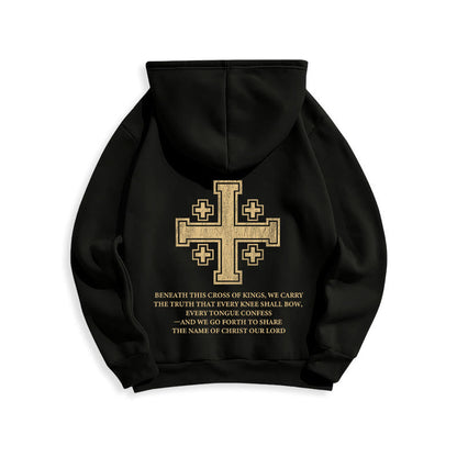 Cross of Kings Faith Statement Fleece Lined Polyester Hoodie