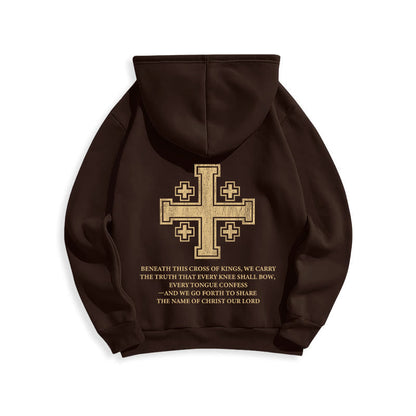 Cross of Kings Faith Statement Fleece Lined Polyester Hoodie