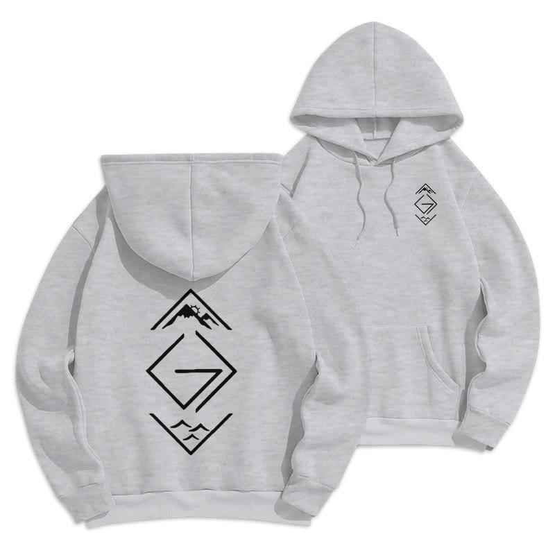 Mountain & Symbol Faith-Inspired Fleece Lined Polyester Hoodie