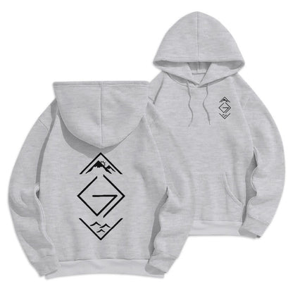 Mountain & Symbol Faith-Inspired Fleece Lined Polyester Hoodie