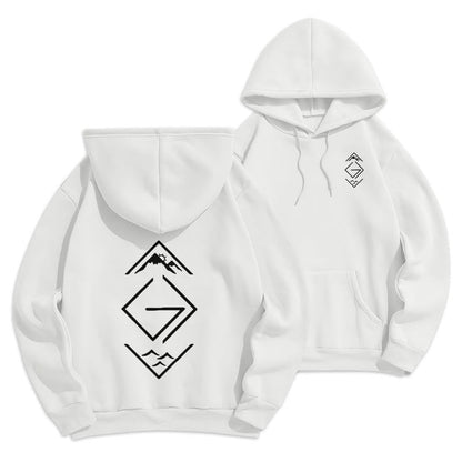 Mountain & Symbol Faith-Inspired Fleece Lined Polyester Hoodie