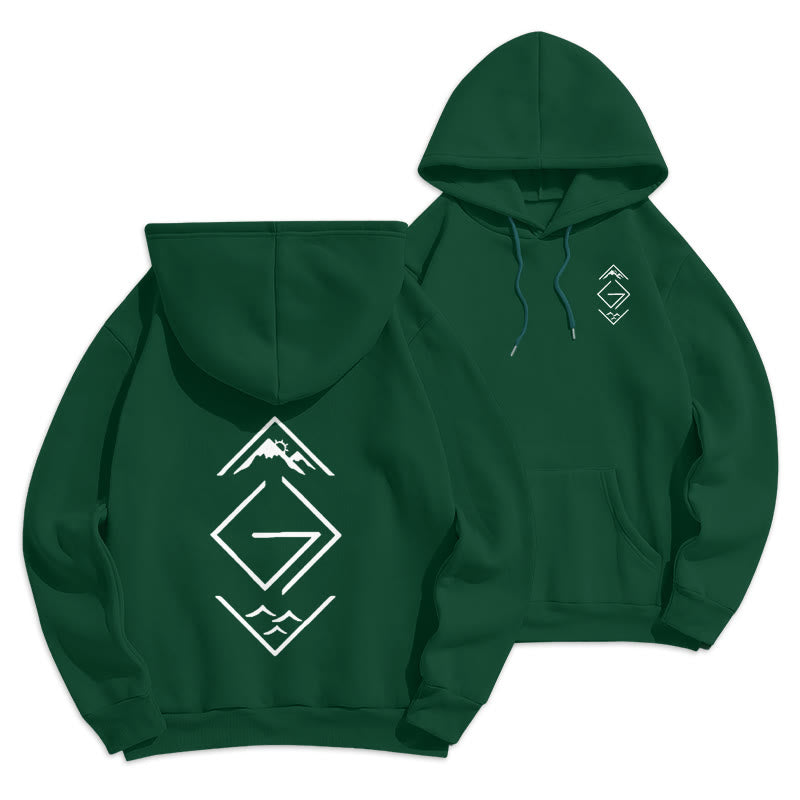 Mountain & Symbol Faith-Inspired Fleece Lined Polyester Hoodie
