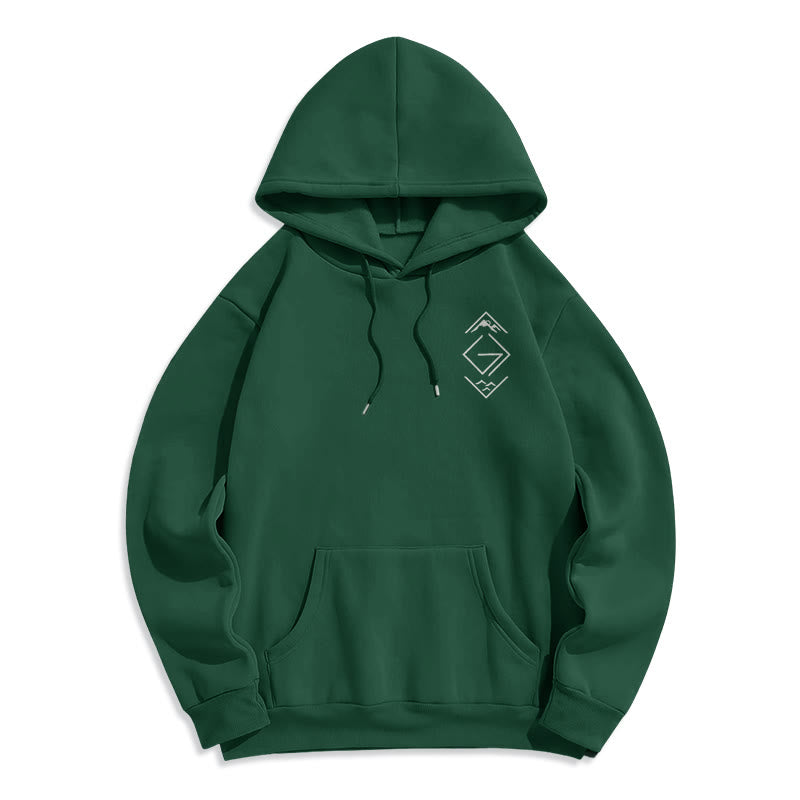 Mountain & Symbol Faith-Inspired Fleece Lined Polyester Hoodie