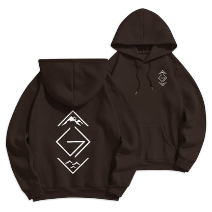 Mountain & Symbol Faith-Inspired Fleece Lined Polyester Hoodie