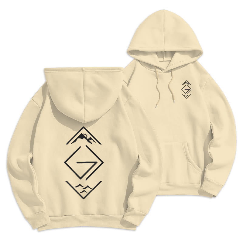 Mountain & Symbol Faith-Inspired Fleece Lined Polyester Hoodie