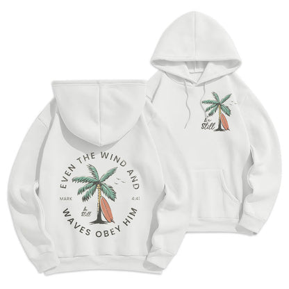 Scripture & Coastal Be Still Fleece Lined Polyester Hoodie