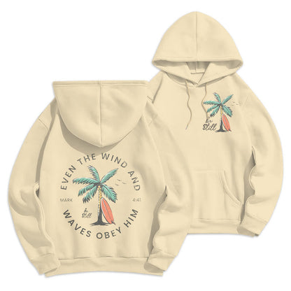 Scripture & Coastal Be Still Fleece Lined Polyester Hoodie