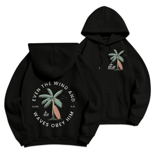 Scripture & Coastal Be Still Fleece Lined Polyester Hoodie