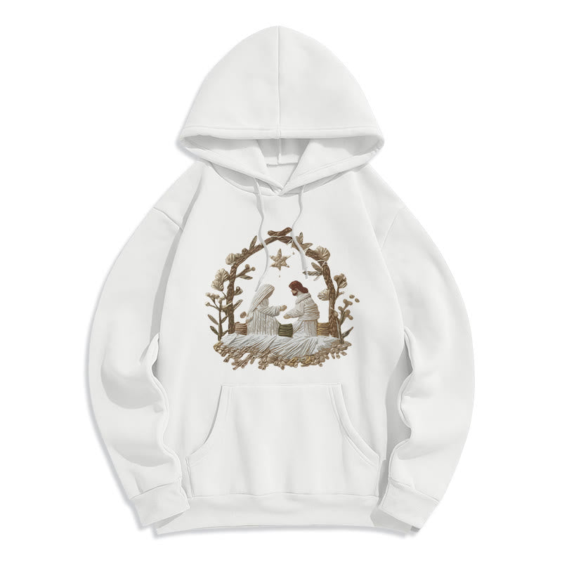 Nativity Christmas Hoodie Fleece Lined Polyester Hoodie