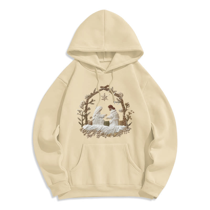 Nativity Christmas Hoodie Fleece Lined Polyester Hoodie