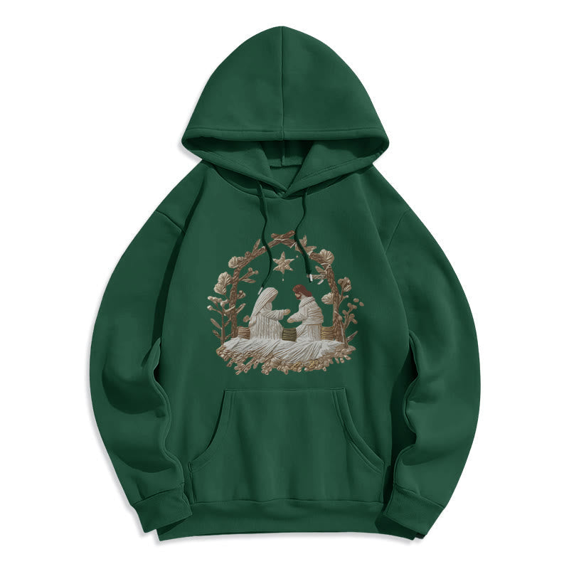 Nativity Christmas Hoodie Fleece Lined Polyester Hoodie
