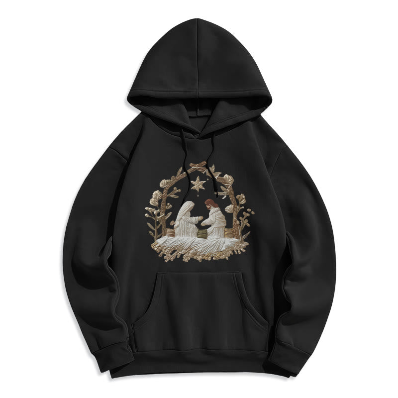 Nativity Christmas Hoodie Fleece Lined Polyester Hoodie