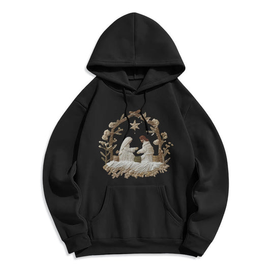 Nativity Christmas Hoodie Fleece Lined Polyester Hoodie