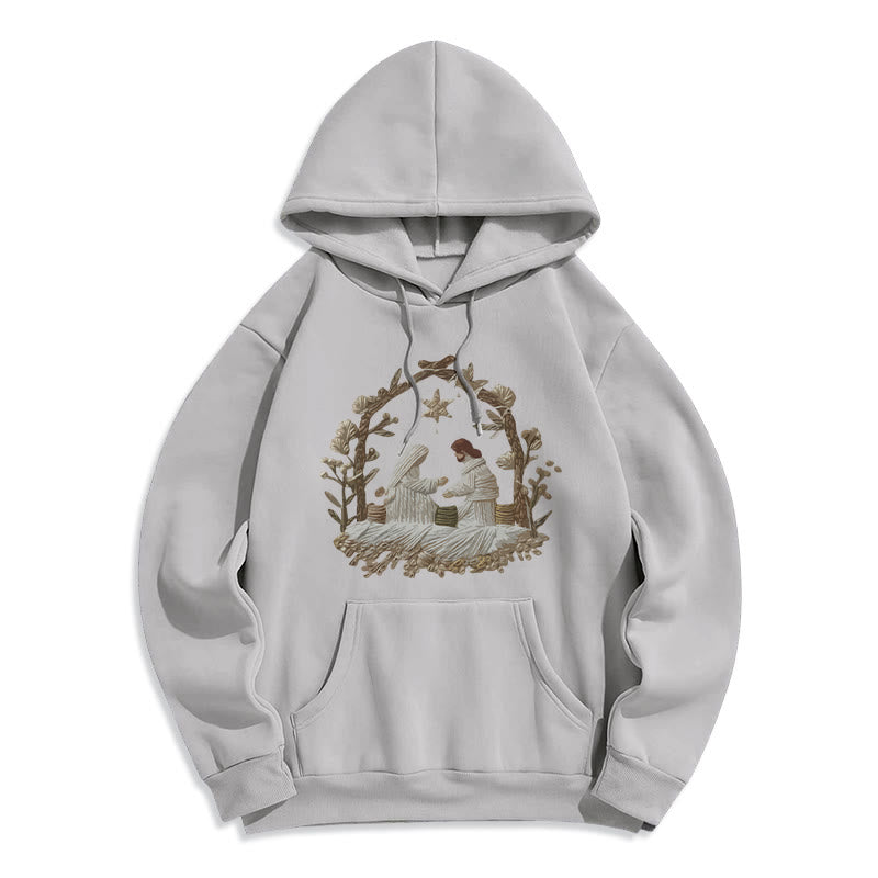 Nativity Christmas Hoodie Fleece Lined Polyester Hoodie
