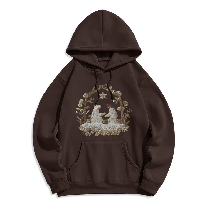 Nativity Christmas Hoodie Fleece Lined Polyester Hoodie
