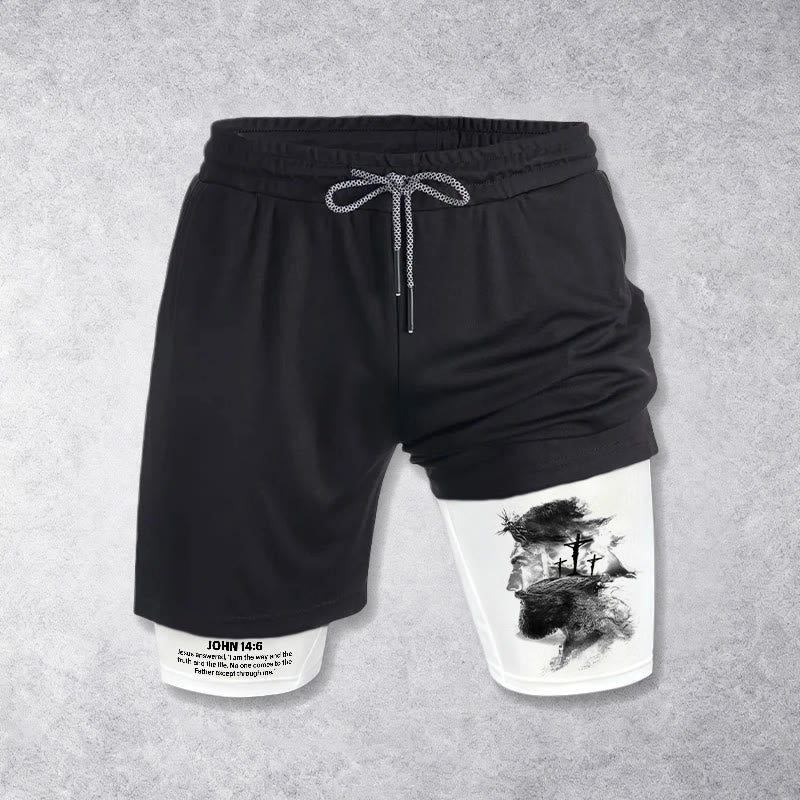 Christianartworkshop John 14:6 Faith Performance Shorts with Jesus & Cross Design: Wear Devotion Daily