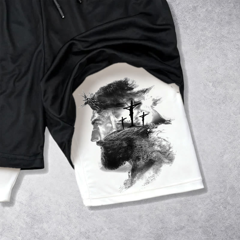 Christianartworkshop John 14:6 Faith Performance Shorts with Jesus & Cross Design: Wear Devotion Daily