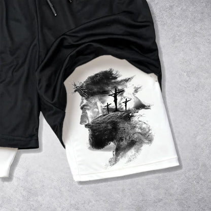 Christianartworkshop John 14:6 Faith Performance Shorts with Jesus & Cross Design: Wear Devotion Daily