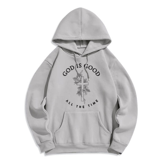 God Is Good All The Time Faith Quote Fleece Lined Polyester Hoodie