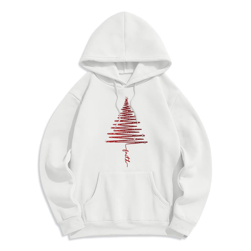 Christmas Faith Cross Graphic Fleece Lined Polyester Hoodie