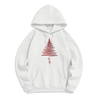 Christmas Faith Cross Graphic Fleece Lined Polyester Hoodie