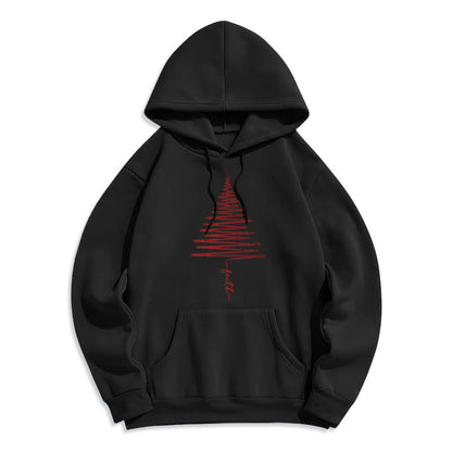 Christmas Faith Cross Graphic Fleece Lined Polyester Hoodie