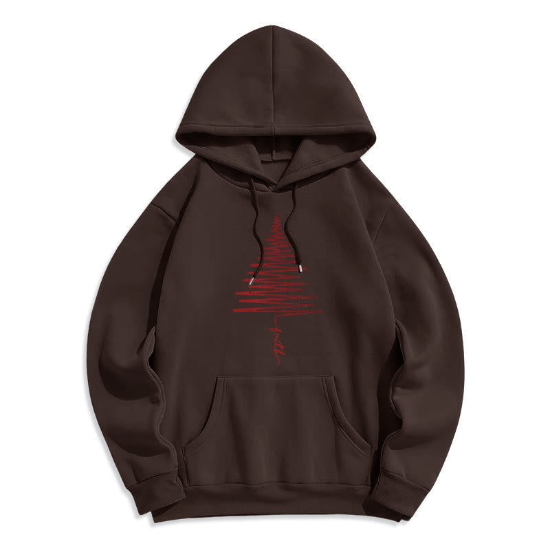Christmas Faith Cross Graphic Fleece Lined Polyester Hoodie