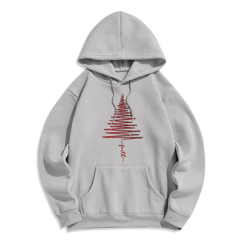 Christmas Faith Cross Graphic Fleece Lined Polyester Hoodie