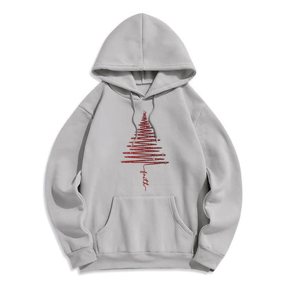 Christmas Faith Cross Graphic Fleece Lined Polyester Hoodie