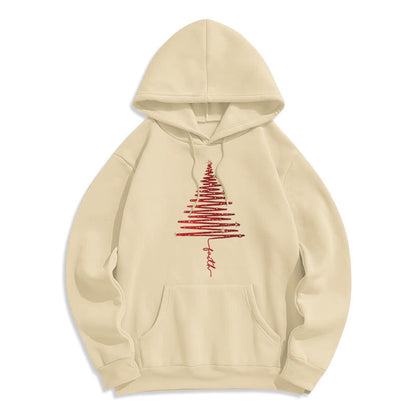 Christmas Faith Cross Graphic Fleece Lined Polyester Hoodie