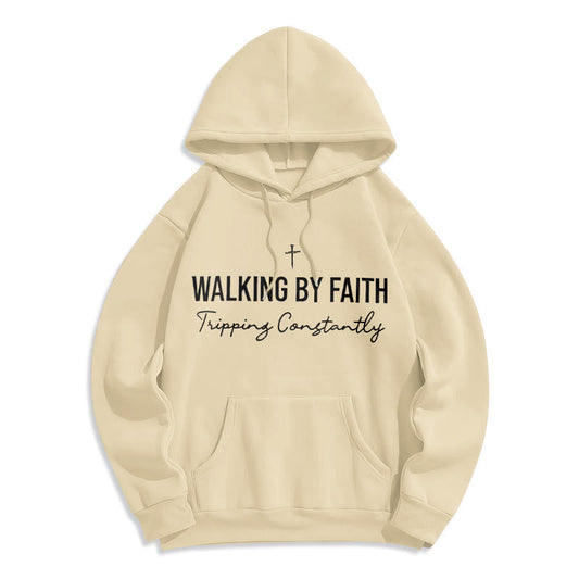 Walking By Faith Fleece Lined Polyester Hoodie