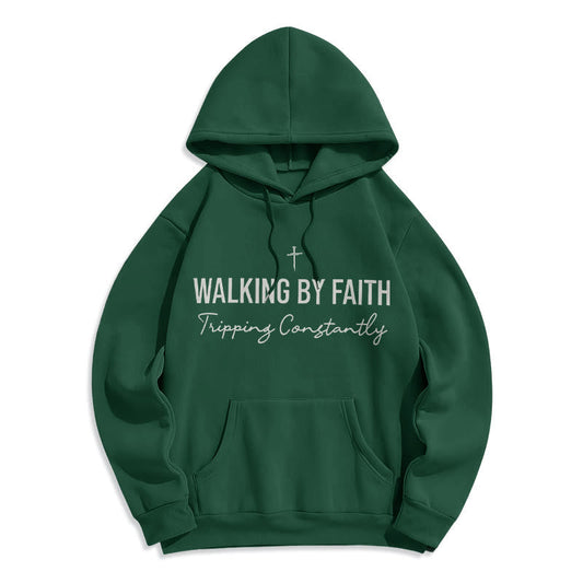 Walking By Faith Fleece Lined Polyester Hoodie