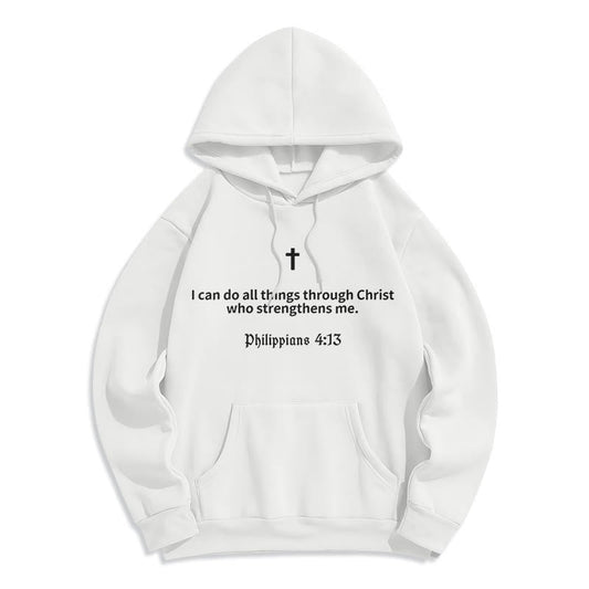 Philippians 4:13 Faith Fleece Lined Polyester Hoodie
