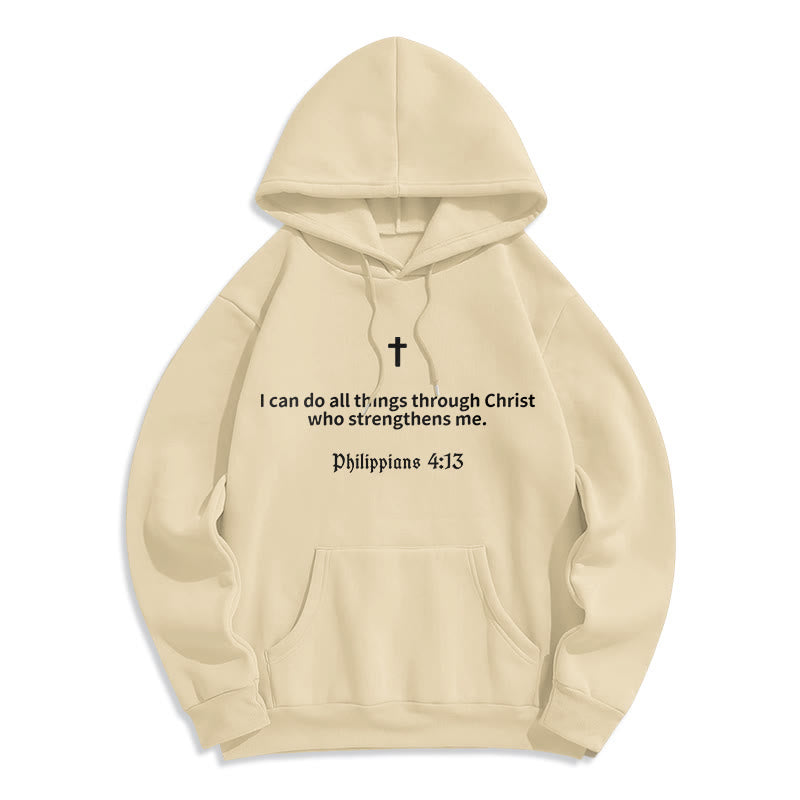 Philippians 4:13 Faith Fleece Lined Polyester Hoodie