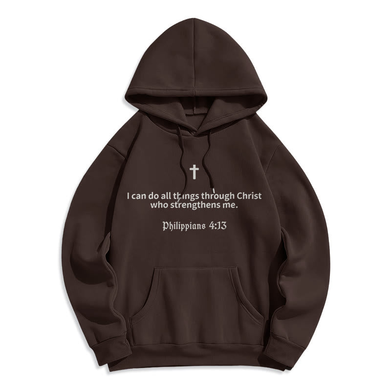 Philippians 4:13 Faith Fleece Lined Polyester Hoodie