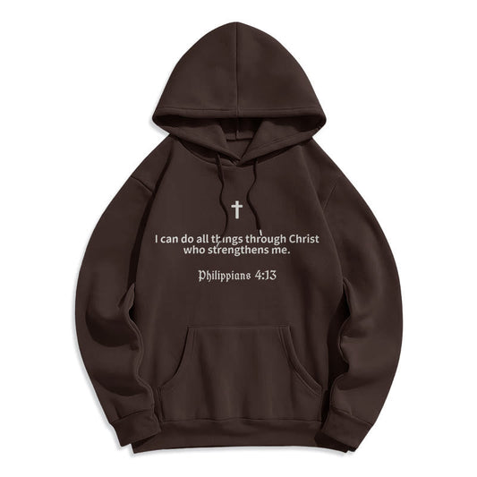 Philippians 4:13 Faith Fleece Lined Polyester Hoodie